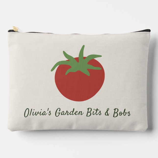 Personalised Minimalist Red Tomato Garden Accessory Pouch (Front)