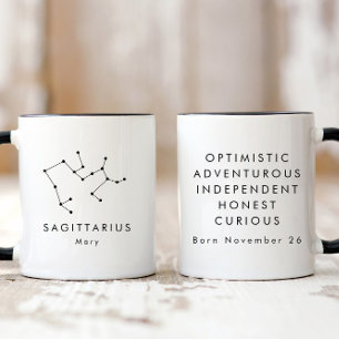 Personalised Minimalist Sagittarius Zodiac Sign Mug