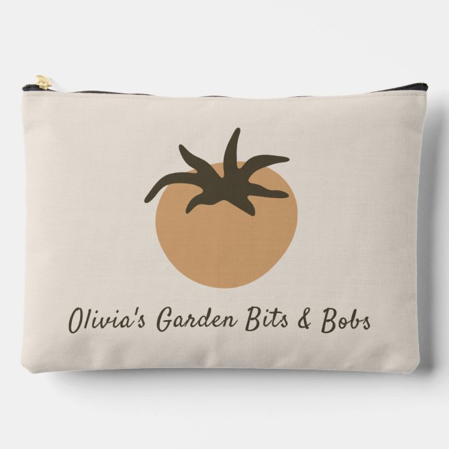 Personalised Minimalist Sandy Tomato Garden Accessory Pouch (Front)