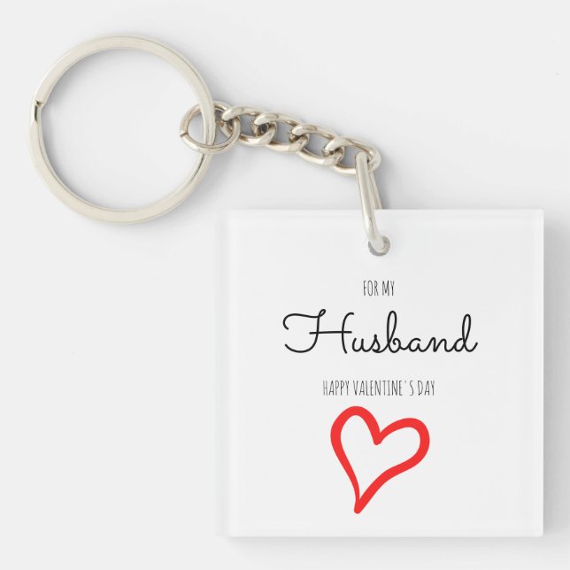Personalised Minimalist Script Heart Valentine Day Key Ring (Front)