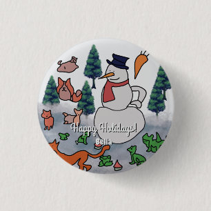 Personalised Minimalist Snowy Friends' Adventure 3 Cm Round Badge