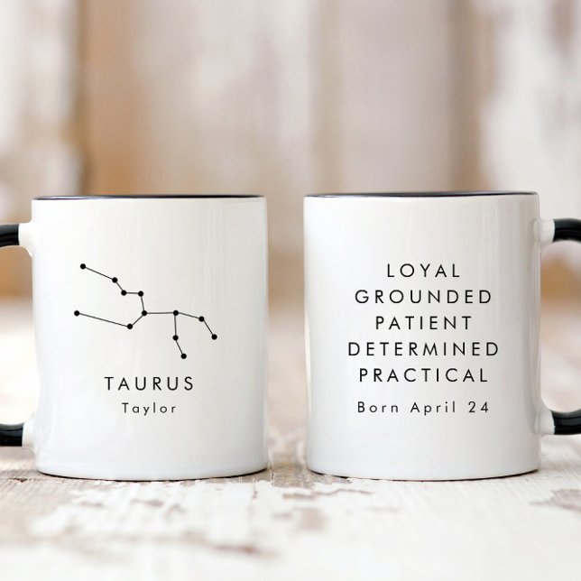 Personalised Minimalist Taurus Zodiac Sign Mug (Creator Uploaded)