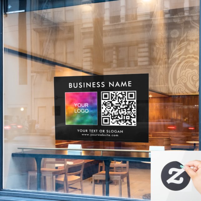 Personalised Minimalist Template Logo QR Code Window Cling (Cafe Window)