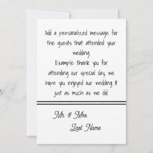 Personalised Minimalist Thank You Wedding Card