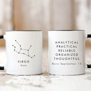Personalised Minimalist Virgo Zodiac Sign Mug