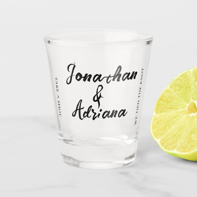Personalised Minimalist Wedding Shot Glass (Front)