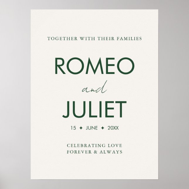 Personalised Minimalist Wedding Welcome Poster (Front)