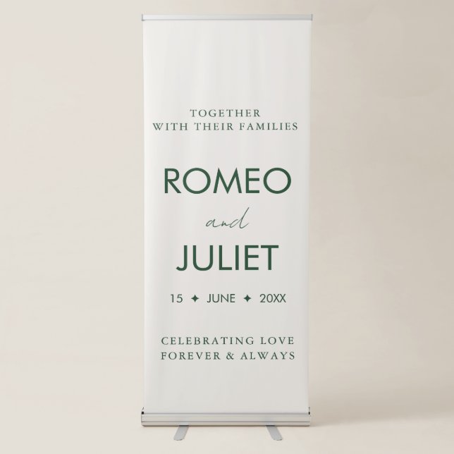 Personalised Minimalist Wedding Welcome Poster Retractable Banner (Front)
