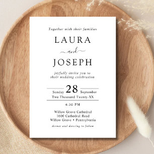 Personalised Minimalist White All In One Wedding Invitation