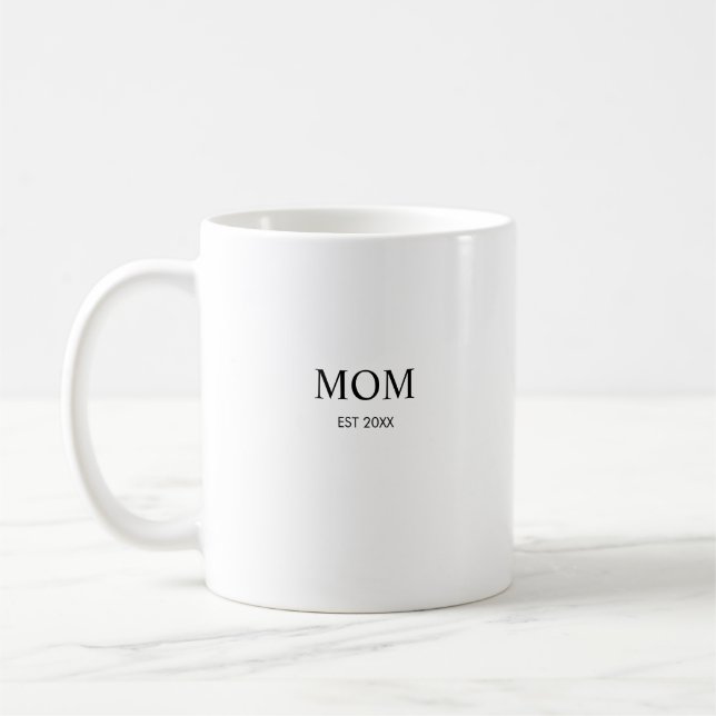 Personalised Minimalist Year Established Mum Coffee Mug (Left)