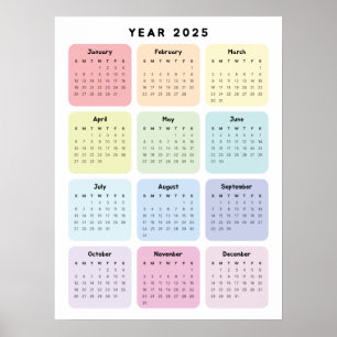 Personalised Minimalist Yearly Planner Calendar Poster