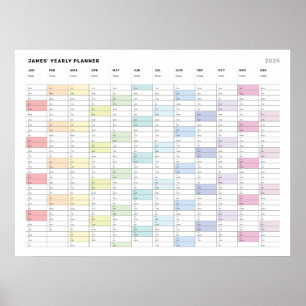 Personalised Minimalist Yearly Planner Calendar Poster