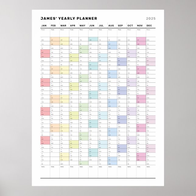 Personalised Minimalist Yearly Planner Poster (Front)
