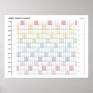 Personalised Minimalist Yearly Planner Poster