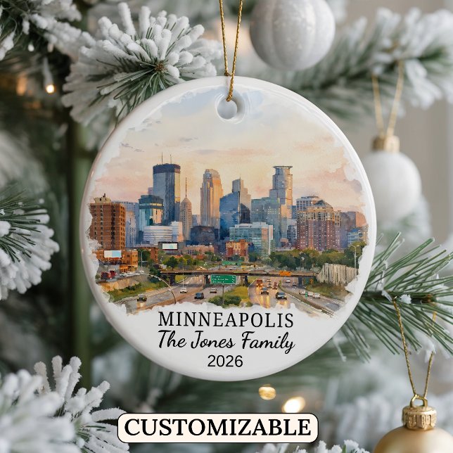 Personalised Minneapolis Ornament, Minnesota Ceramic Tree Decoration (Creator Uploaded)