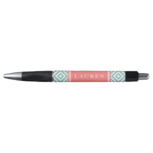 Personalised Mint and Coral Diamonds Pattern