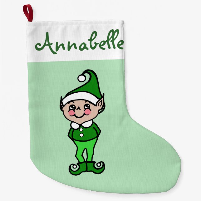 Personalised Mint Christmas Elf Stocking (Front)