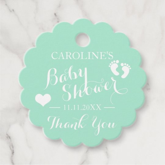 green gray favor label or mint green silver gift tag