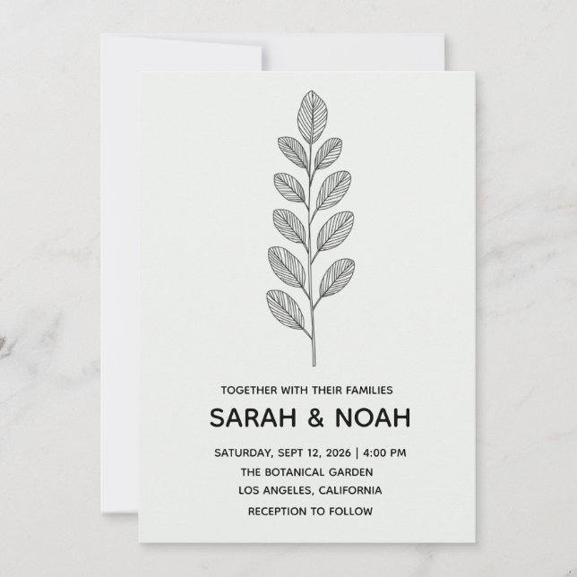 Personalised Mint Green Botanical Wedding Invitati Invitation (Front)