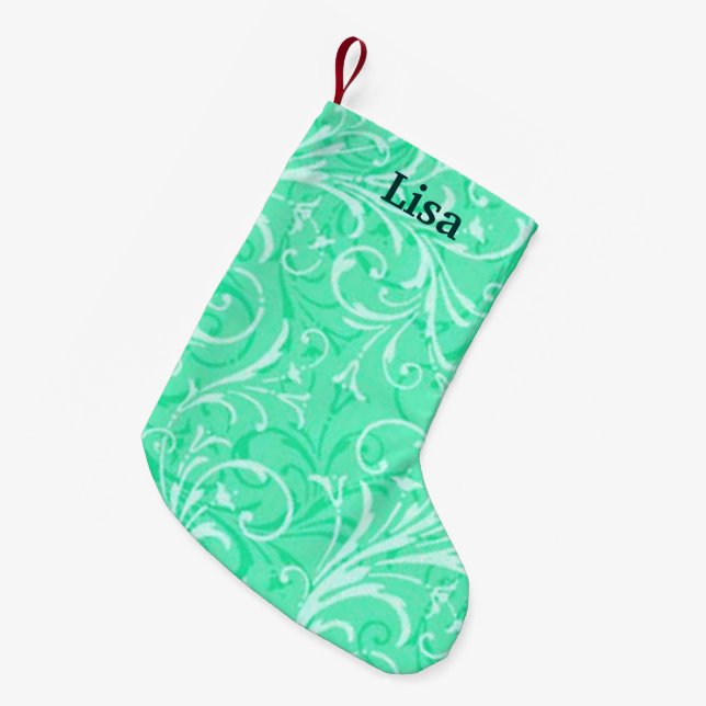 Personalised Mint Green Christmas Stocking (Front (Hanging))