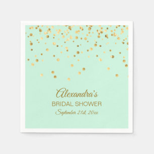 Personalised MINT GREEN Gold Bridal Shower Napkin