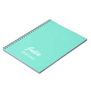 Personalised mint green minimalist notebook