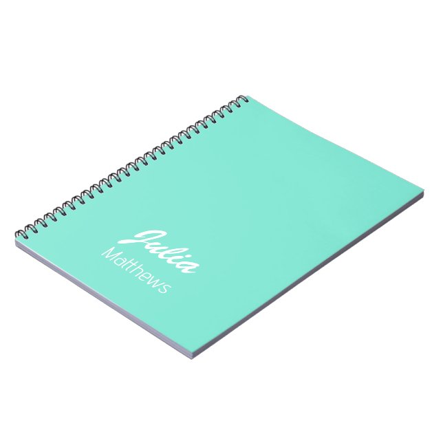 Personalised mint green minimalist notebook (Left Side)