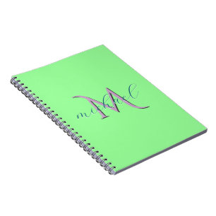 Personalised Mint Green Monogram Initial and Name Notebook