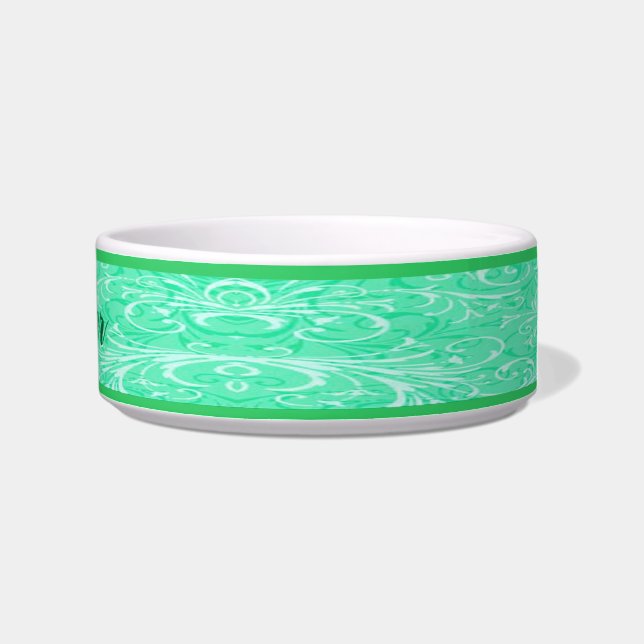 Personalised Mint Green Ornamental Pet Bowl (Right)