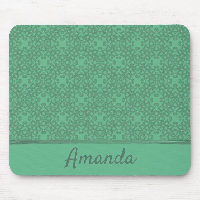 Personalised mint green pattern mouse mat (Front)