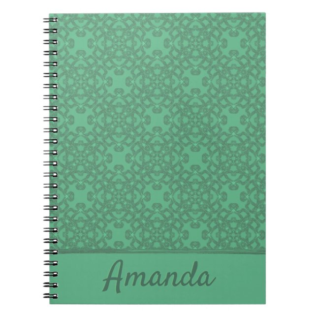 Personalised mint green pattern notebook (Front)