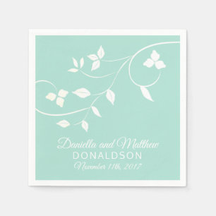 Personalised Mint Green Vine Wedding Napkin