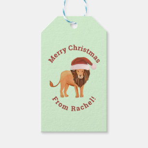 Personalised Mint Merry Christmas Santa Lion Gift Tags