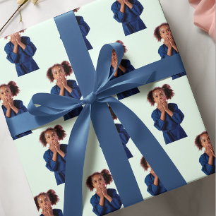 Personalised Mint Photo Collage Kids Birthday Wrapping Paper