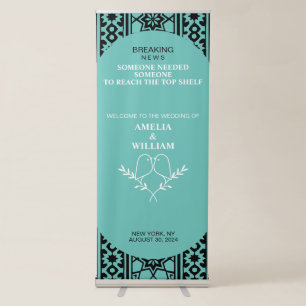 Personalised Mint Wedding Breaking News Retractable Banner