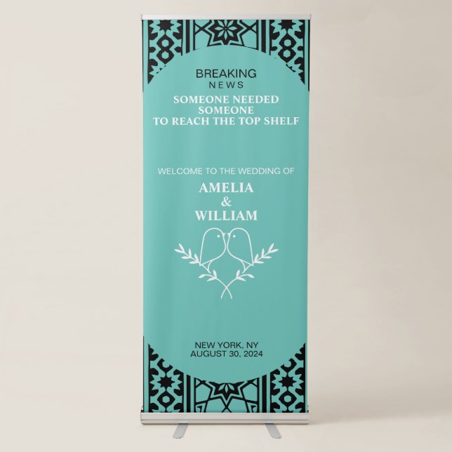 Personalised Mint Wedding | Breaking News Retractable Banner (Front)