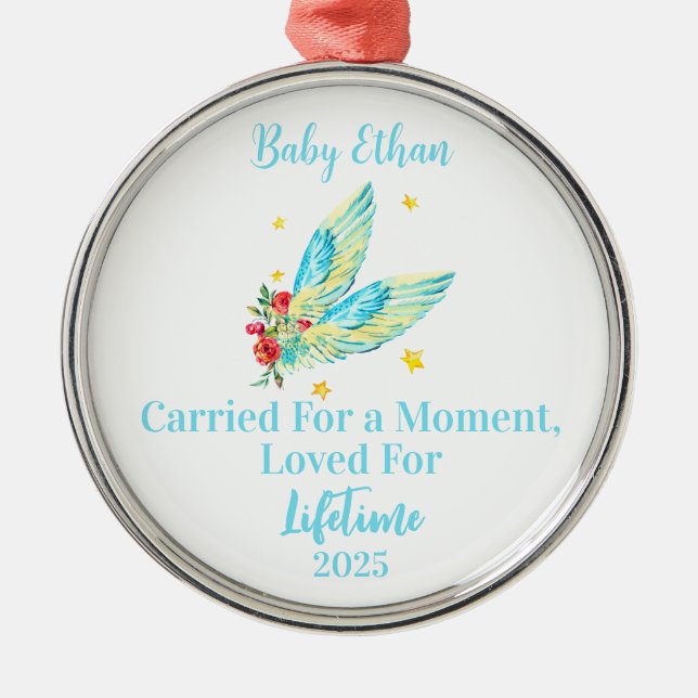 Personalised Miscarriage Ornament, Baby Memorial  Metal Tree Decoration (Front)
