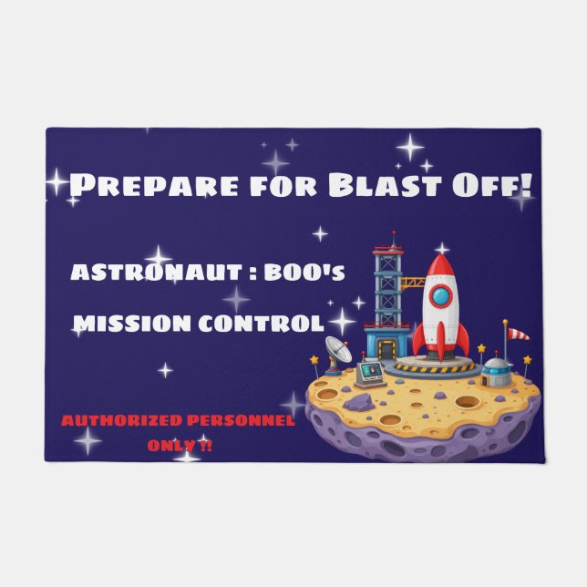 Personalised Mission Control Space Kids Rug (Front)