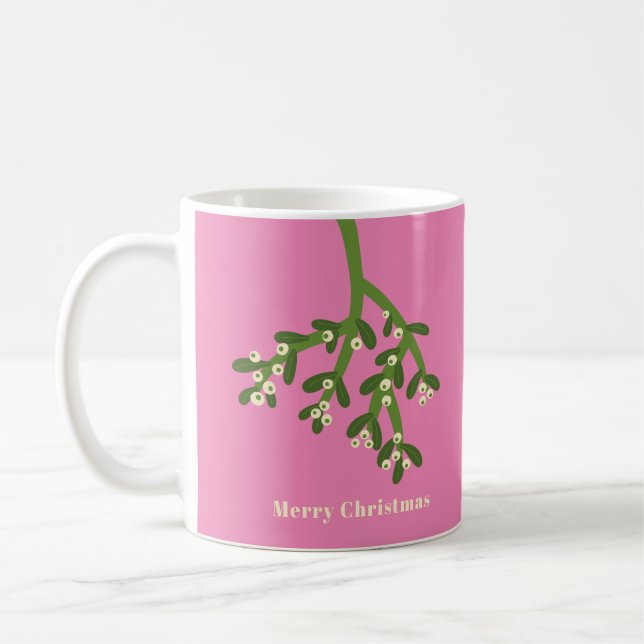 Personalised Mistletoe Christmas Coffee Mug (Left)