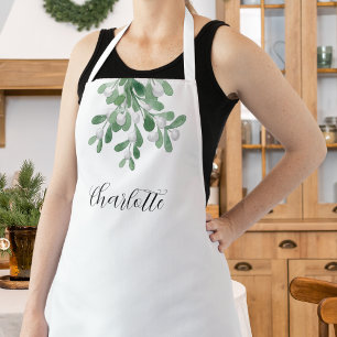Personalised Mistletoe Greenery Apron