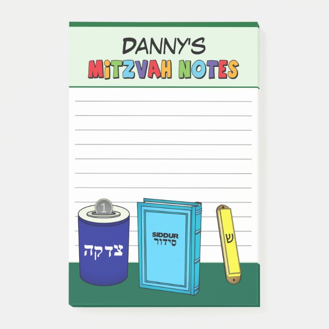 Personalised Mitzvah Items - Green Post-it Notes (Front)