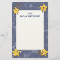 Personalised Mitzvah Note Purple Cheering Stars
