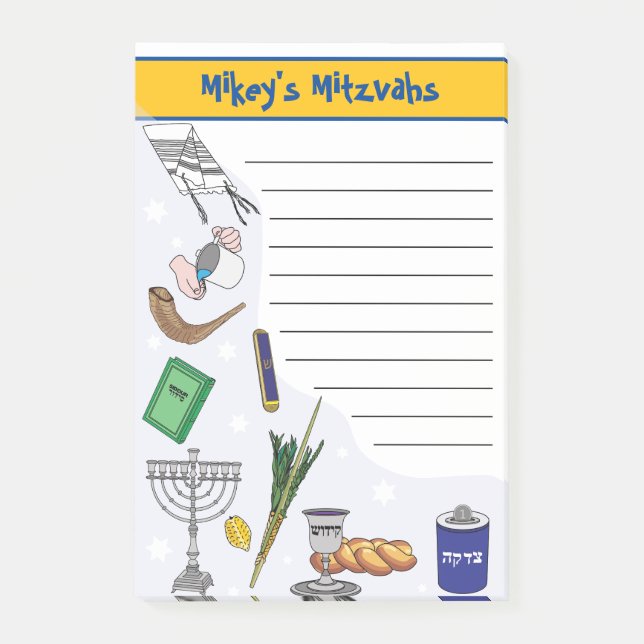 Personalised Mitzvah Notes - Post-It -Style 1 (Front)