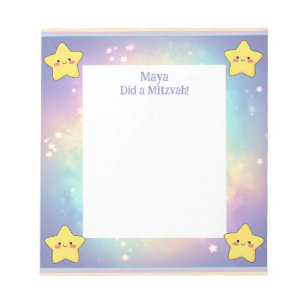 Personalised Mitzvah Notes Rainbow Stars Notepad