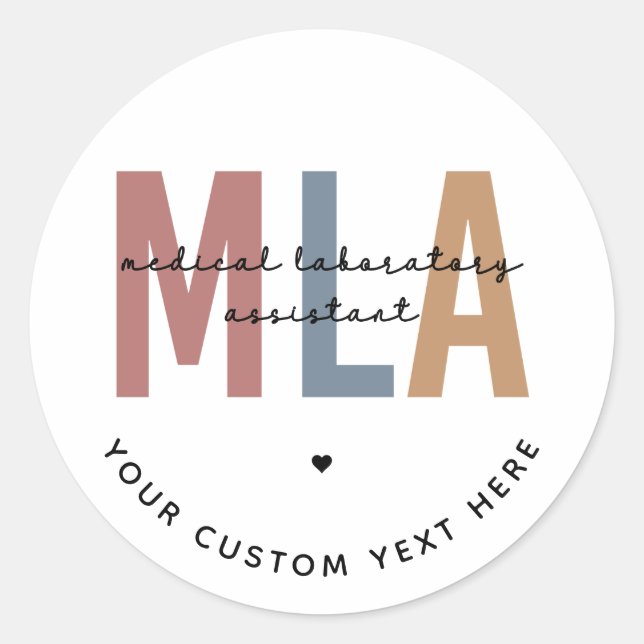 Personalised MLA Medical Laboratory Assistant Classic Round Sticker (Front)