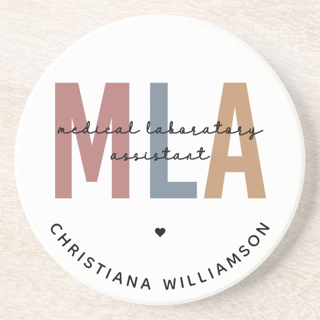 Personalised MLA Medical Laboratory Assistant Coaster (Front)