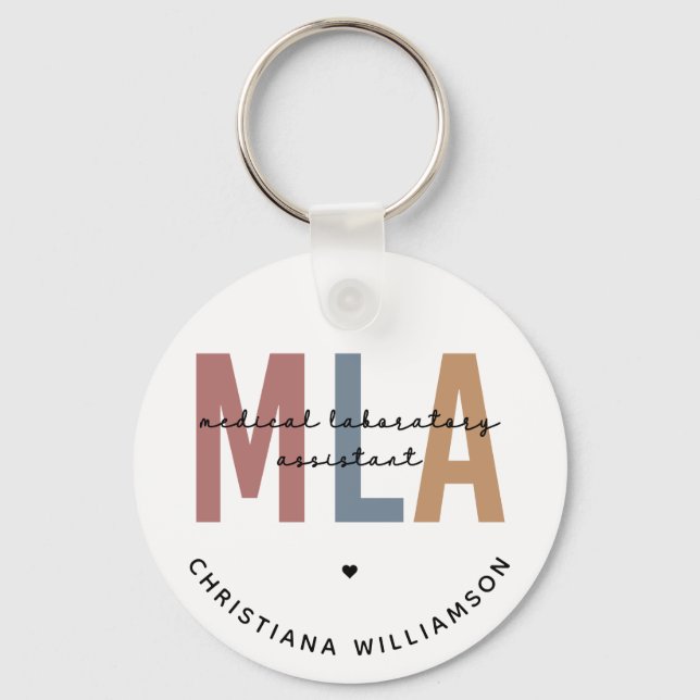 Personalised MLA Medical Laboratory Assistant Key Ring (Front)