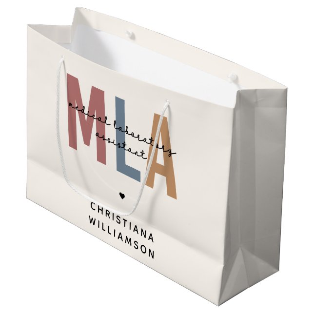 Personalised MLA Medical Laboratory Assistant Large Gift Bag (Front Angled)