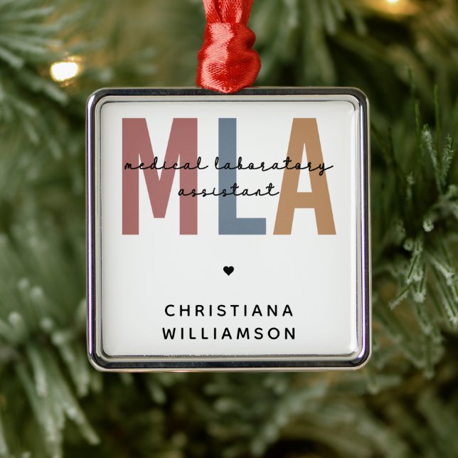 Personalised MLA Medical Laboratory Assistant Metal Tree Decoration (Tree)