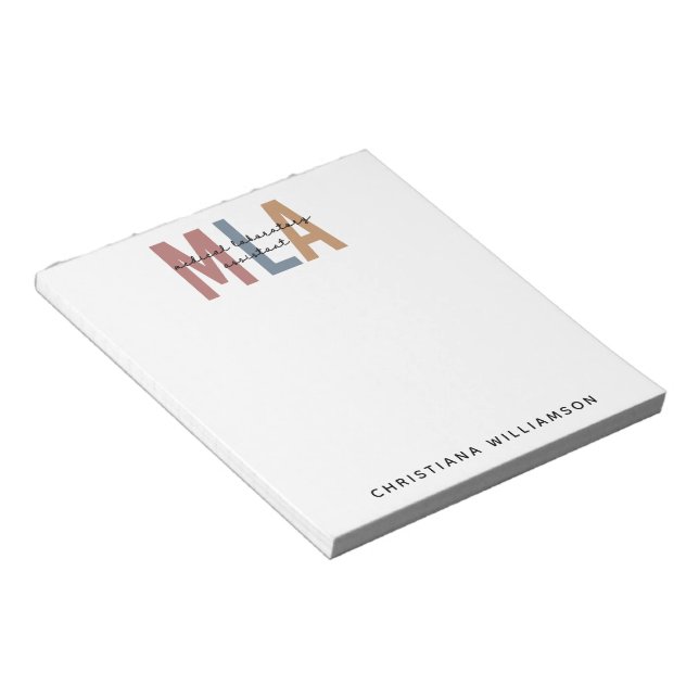 Personalised MLA Medical Laboratory Assistant Notepad (Angled)